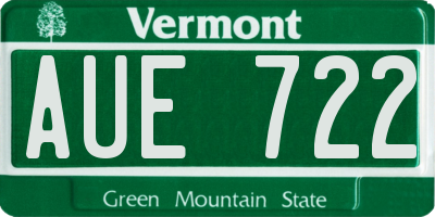 VT license plate AUE722