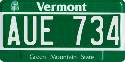 VT license plate AUE734