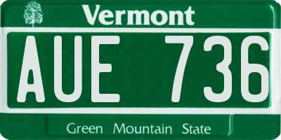 VT license plate AUE736
