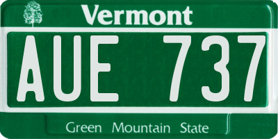 VT license plate AUE737