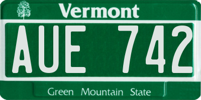VT license plate AUE742