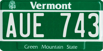 VT license plate AUE743