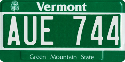 VT license plate AUE744