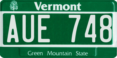 VT license plate AUE748