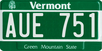 VT license plate AUE751