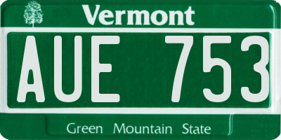 VT license plate AUE753
