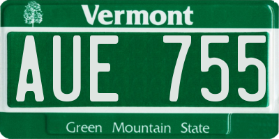 VT license plate AUE755