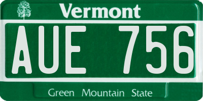 VT license plate AUE756
