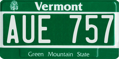 VT license plate AUE757