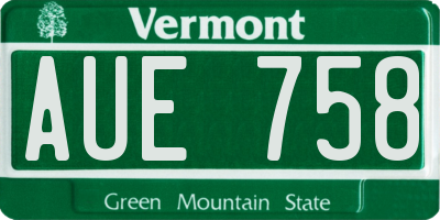 VT license plate AUE758