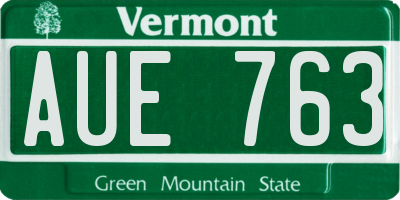 VT license plate AUE763