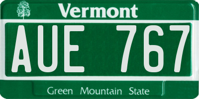 VT license plate AUE767
