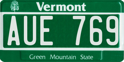 VT license plate AUE769