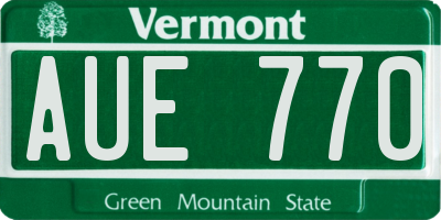 VT license plate AUE770