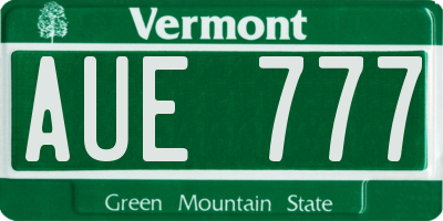 VT license plate AUE777
