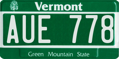 VT license plate AUE778