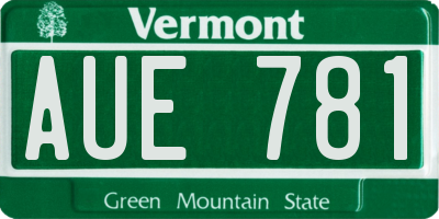 VT license plate AUE781