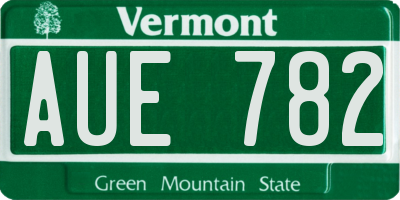 VT license plate AUE782