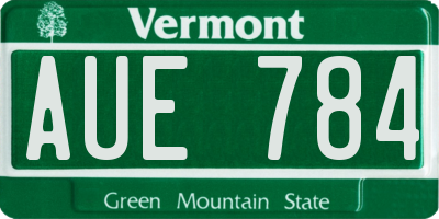 VT license plate AUE784
