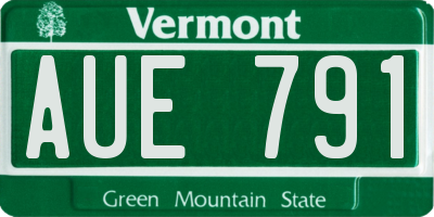 VT license plate AUE791
