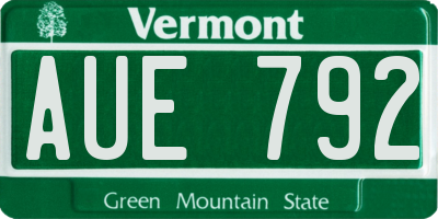 VT license plate AUE792