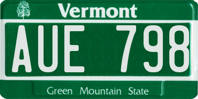 VT license plate AUE798