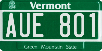 VT license plate AUE801