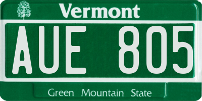 VT license plate AUE805