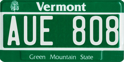 VT license plate AUE808