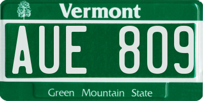 VT license plate AUE809