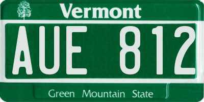 VT license plate AUE812