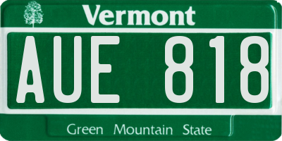 VT license plate AUE818