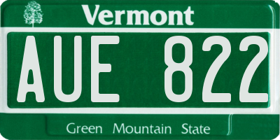 VT license plate AUE822