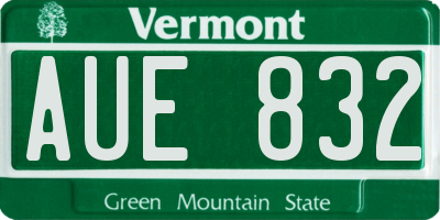VT license plate AUE832