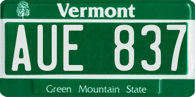 VT license plate AUE837