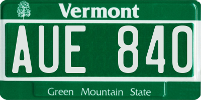 VT license plate AUE840