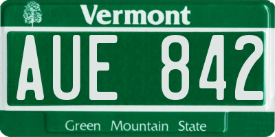 VT license plate AUE842