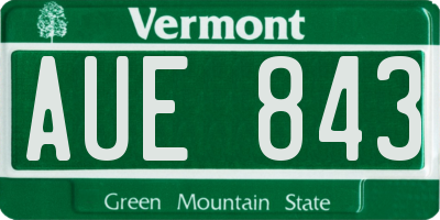 VT license plate AUE843