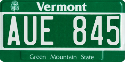 VT license plate AUE845