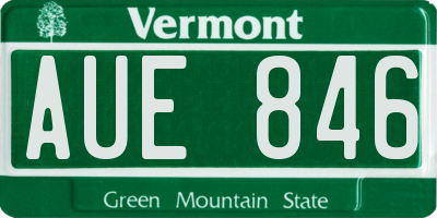 VT license plate AUE846