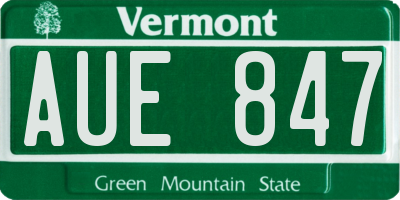 VT license plate AUE847