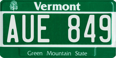 VT license plate AUE849