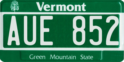 VT license plate AUE852