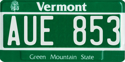 VT license plate AUE853