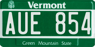 VT license plate AUE854