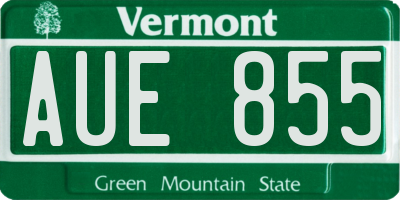 VT license plate AUE855