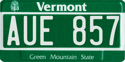 VT license plate AUE857