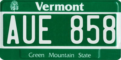 VT license plate AUE858
