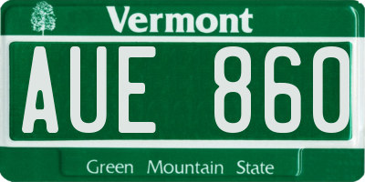 VT license plate AUE860