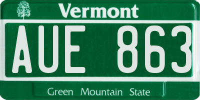 VT license plate AUE863